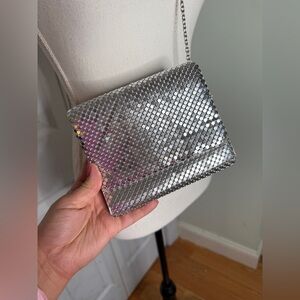 1980s Jessica McClintock Disco Studio 54 Silver Mesh Handbag